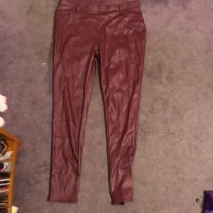 Red leather jeans